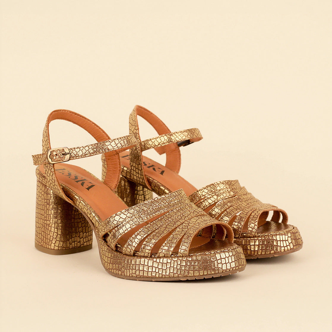 Angie Antique Gold Mid Sandal by Esska