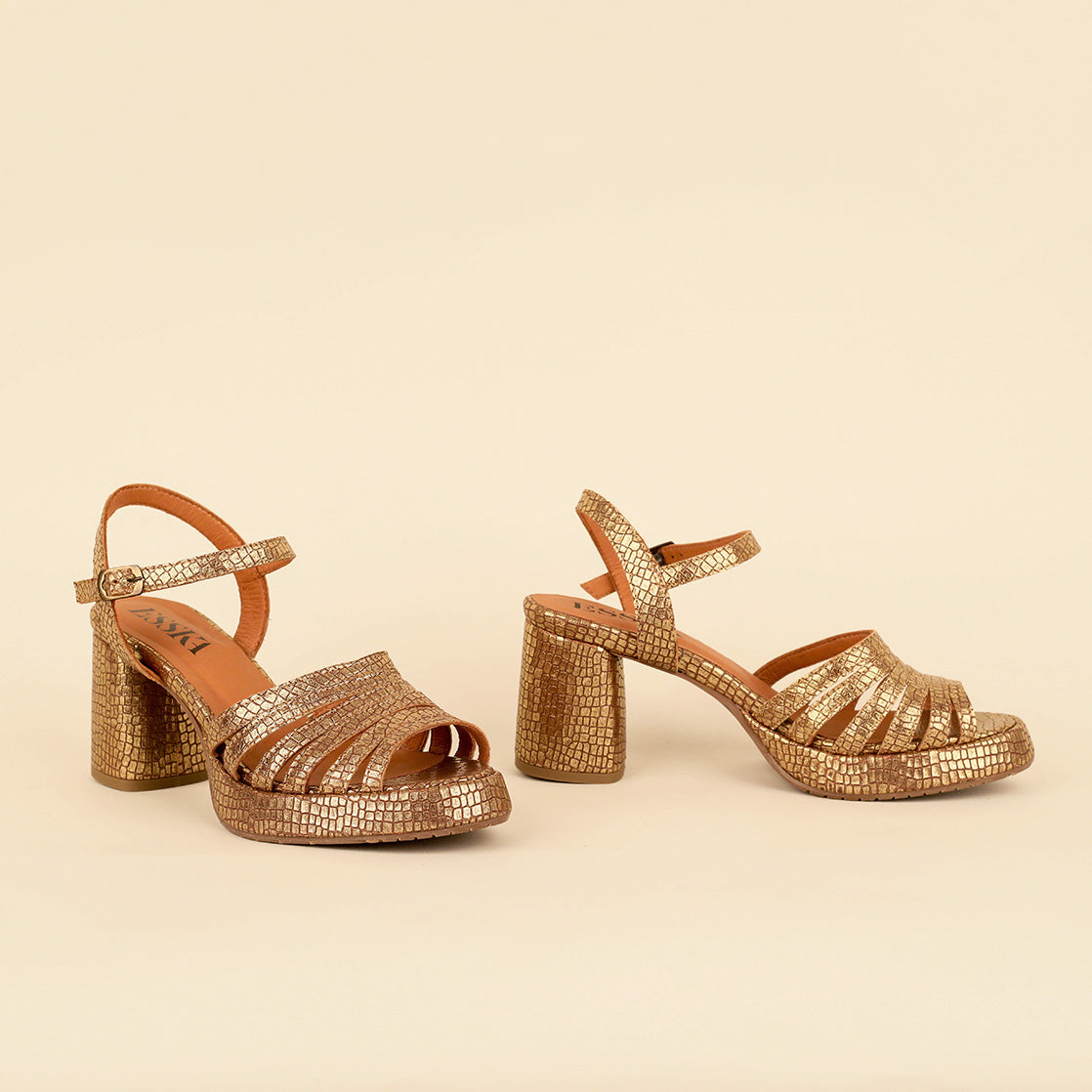 Angie Antique Gold Mid Sandal by Esska