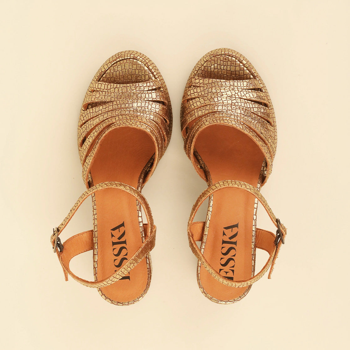Angie Antique Gold Mid Sandal by Esska
