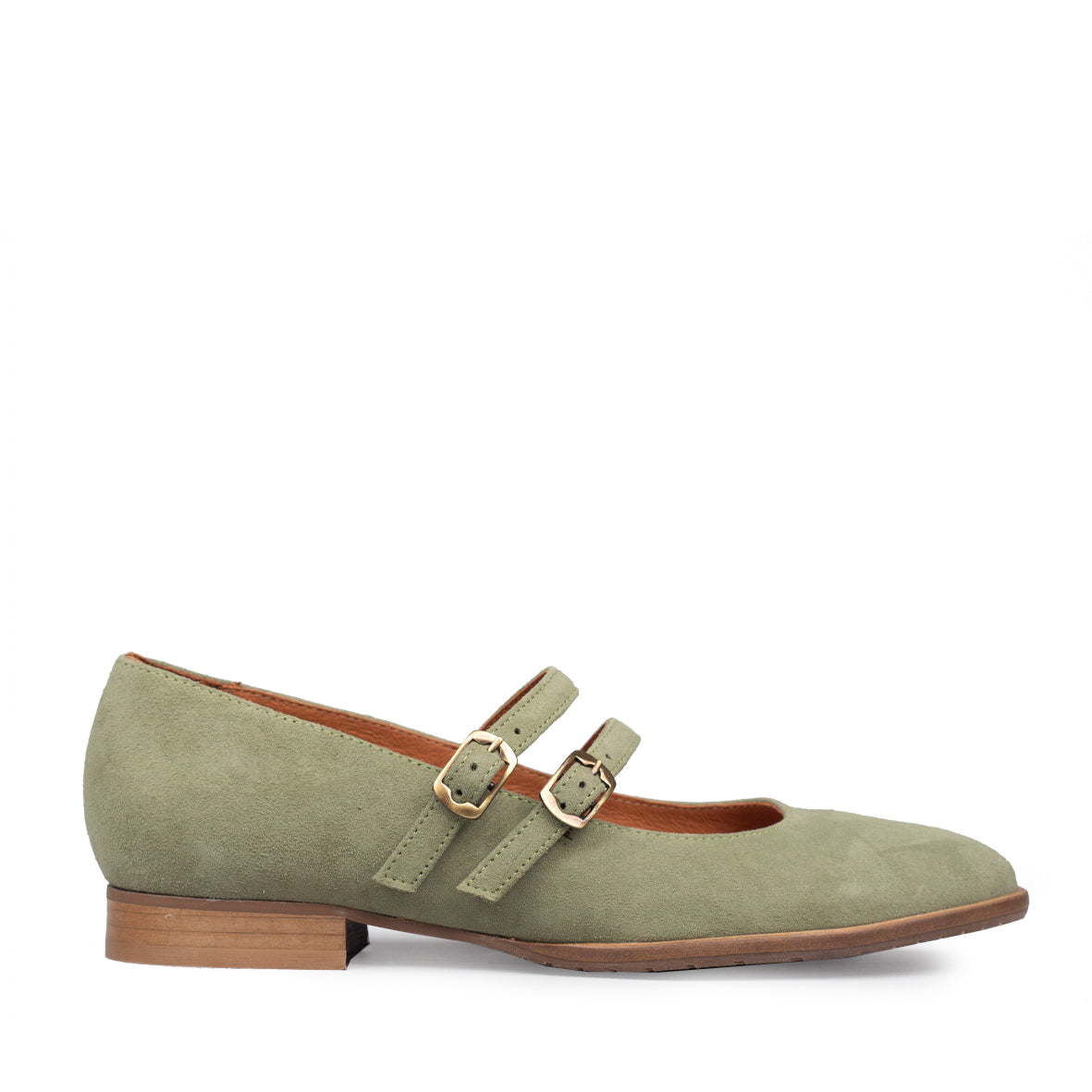 Anya WIDE Green Flat Shoe by Esska