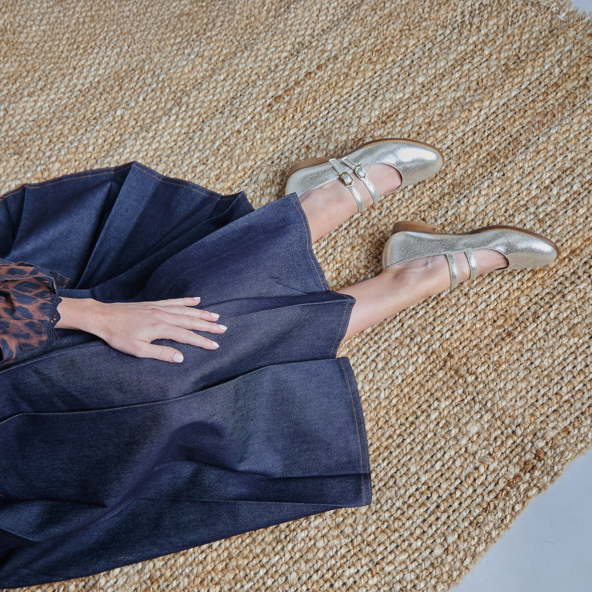 Anya Vegan Silver Flat Shoe by Esska
