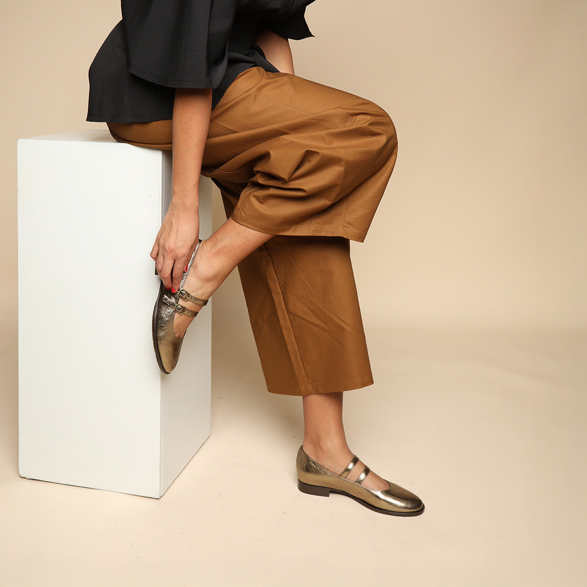 Anya Metallic Smoke Flat Shoe by Esska Shoes Ltd