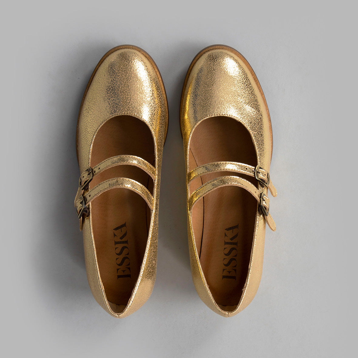 Anya Vegan Gold Flat Shoe by Esska