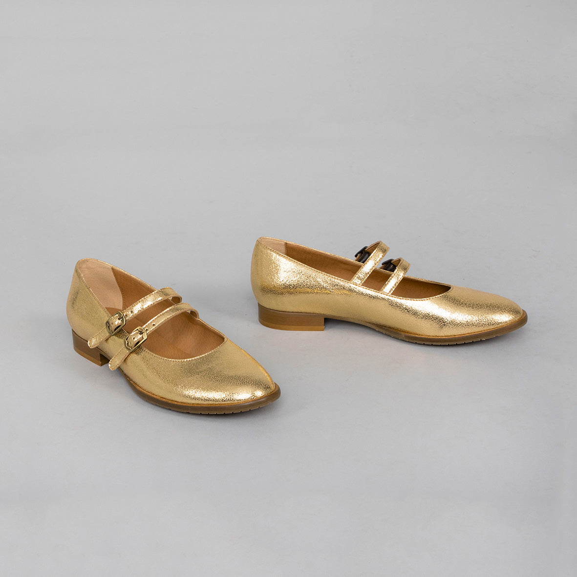 Anya Vegan Gold Flat Shoe by Esska