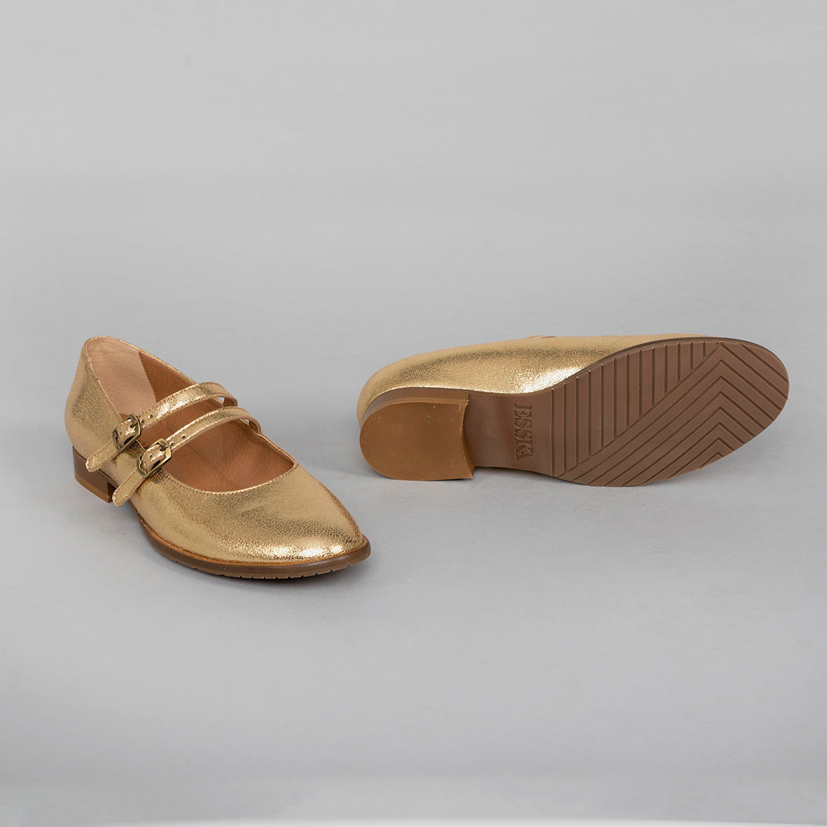 Anya Vegan Gold Flat Shoe by Esska
