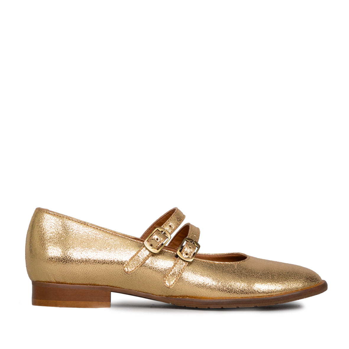 Anya Vegan Gold Flat Shoe by Esska