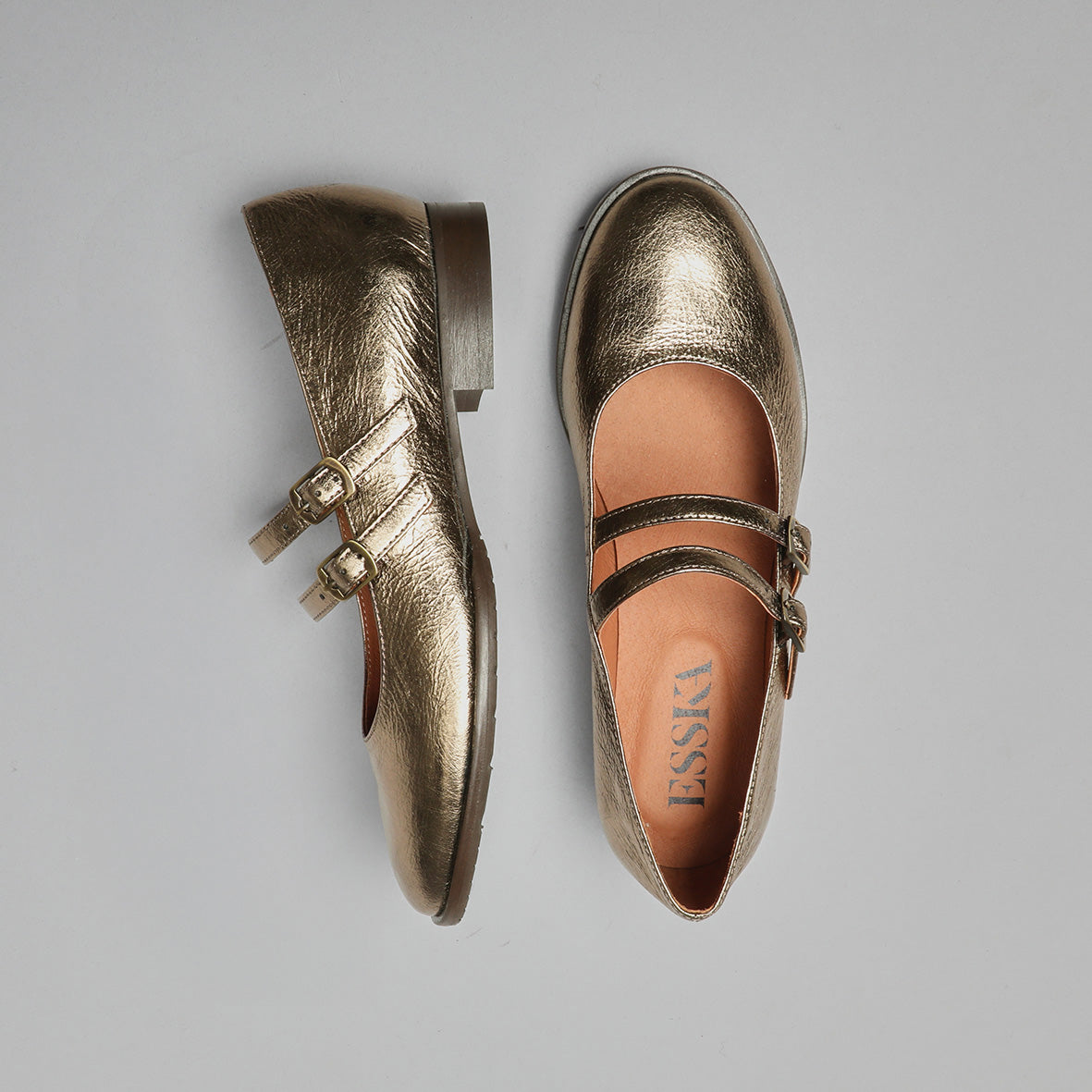 Anya Metallic Smoke Flat Shoe by Esska Shoes Ltd