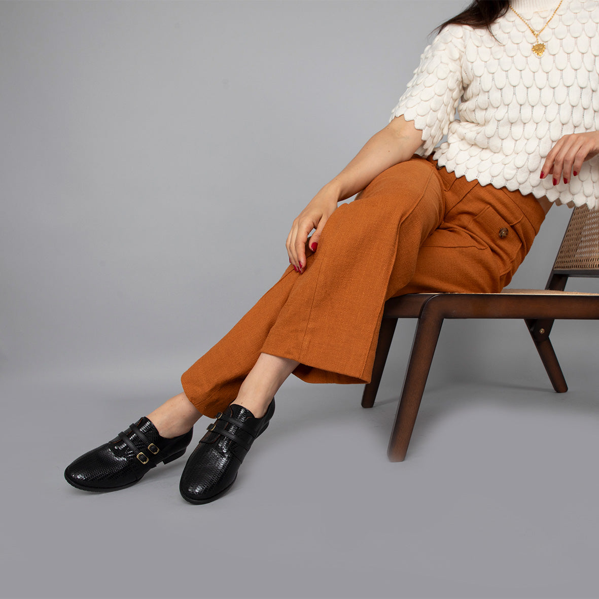 April Black Flat Shoe by Esska