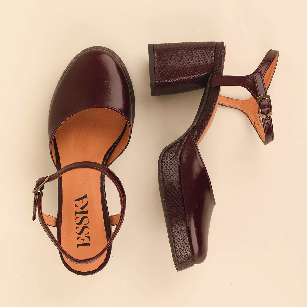 Aria Bordeaux Mid Shoe by Esska