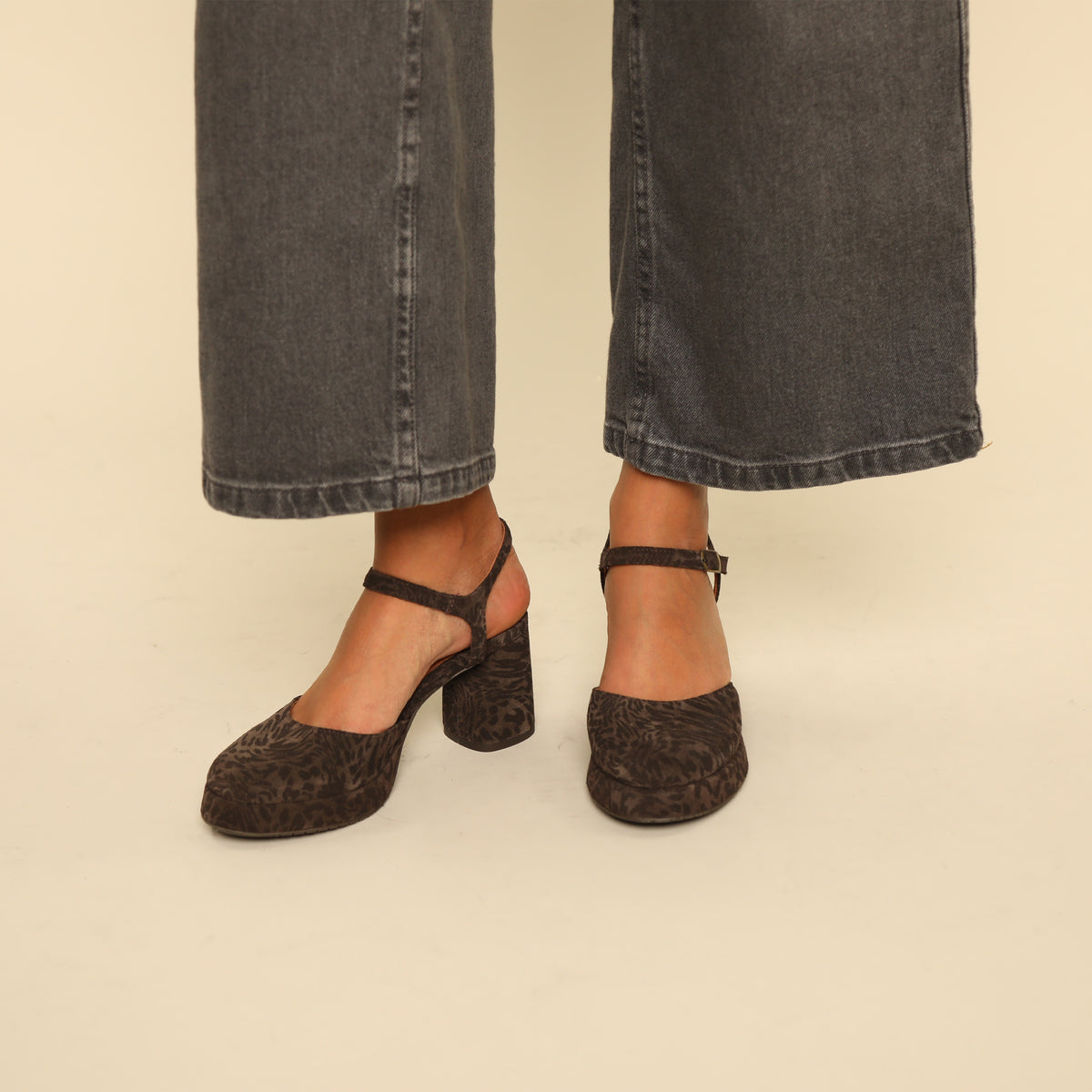 Aria Dark Brown Leopard Mid Shoe by Esska