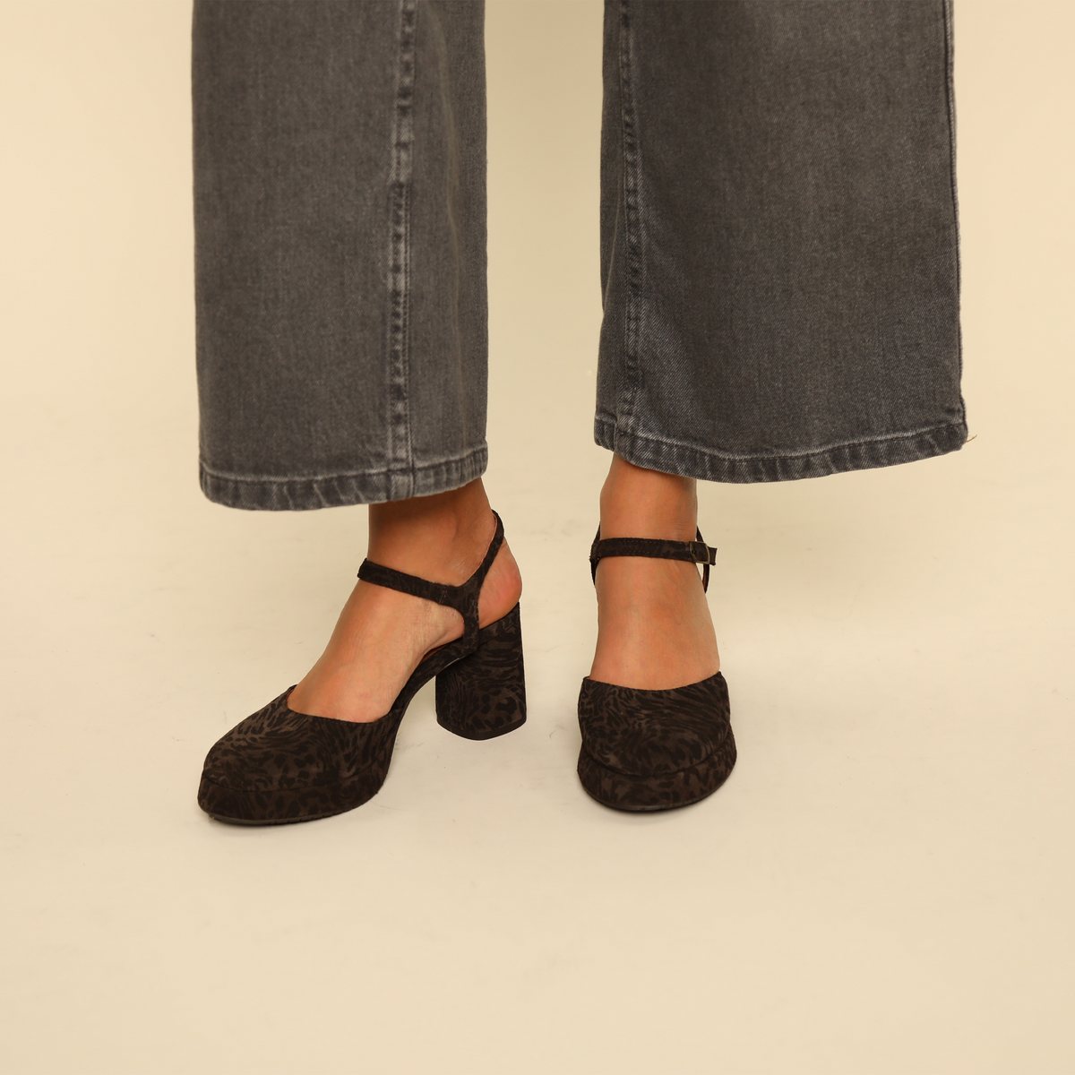Aria Dark Brown Leopard Mid Shoe by Esska