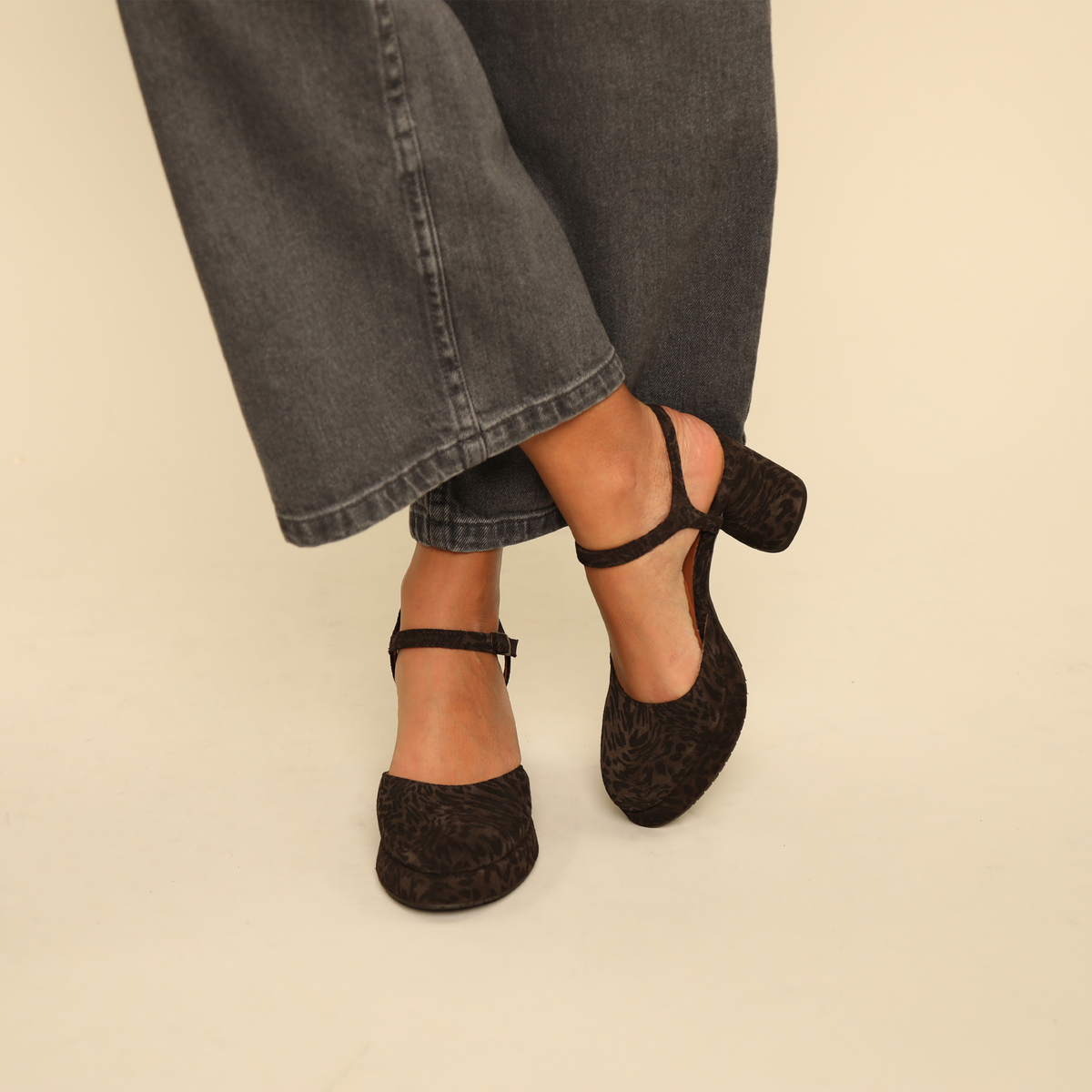 Aria Dark Brown Leopard Mid Shoe by Esska