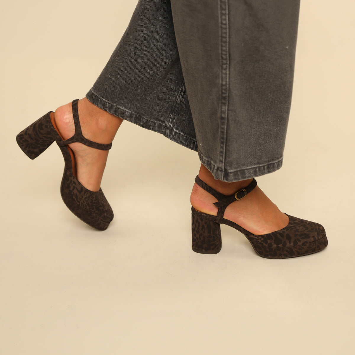 Aria Dark Brown Leopard Mid Shoe by Esska