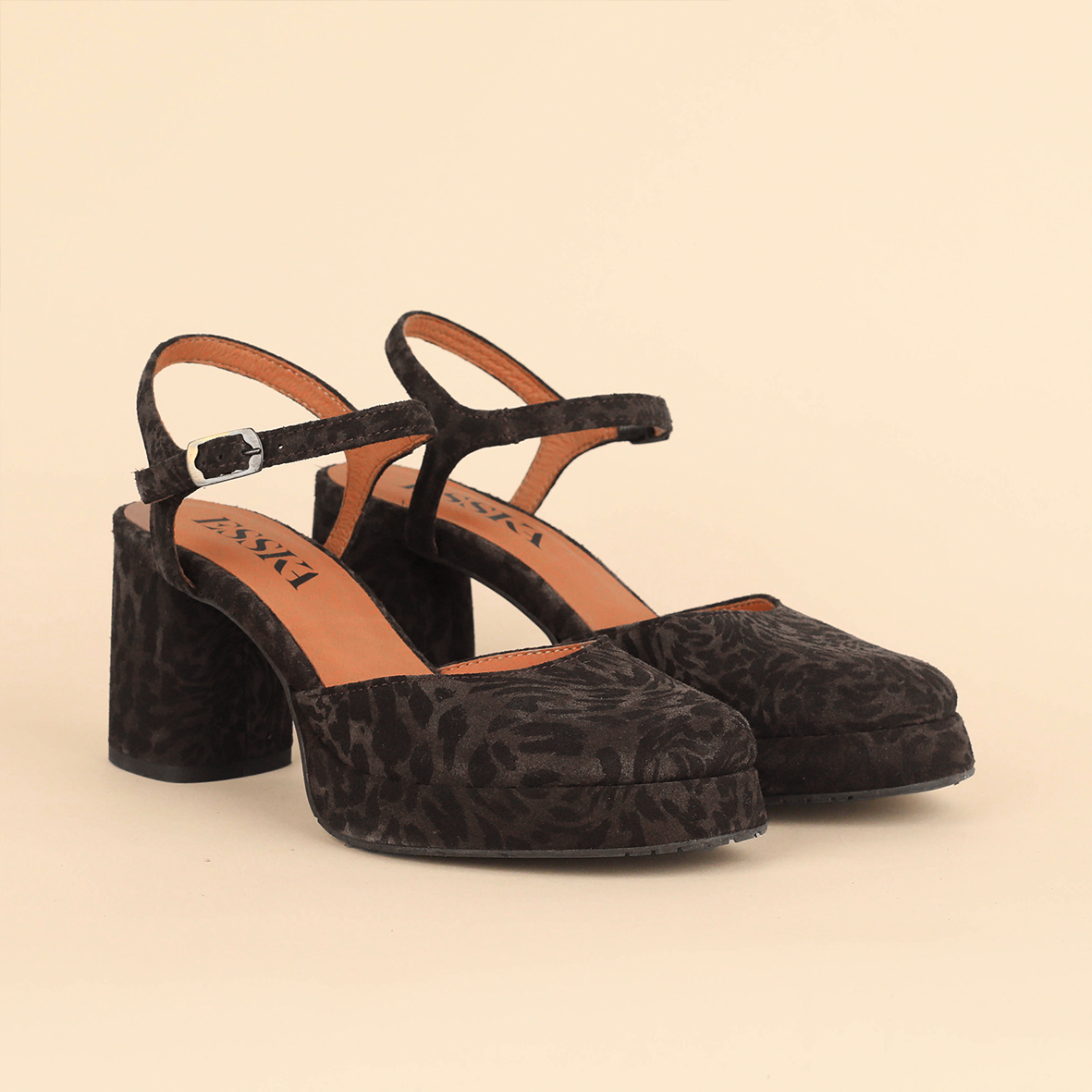 Aria Dark Brown Leopard Mid Shoe by Esska