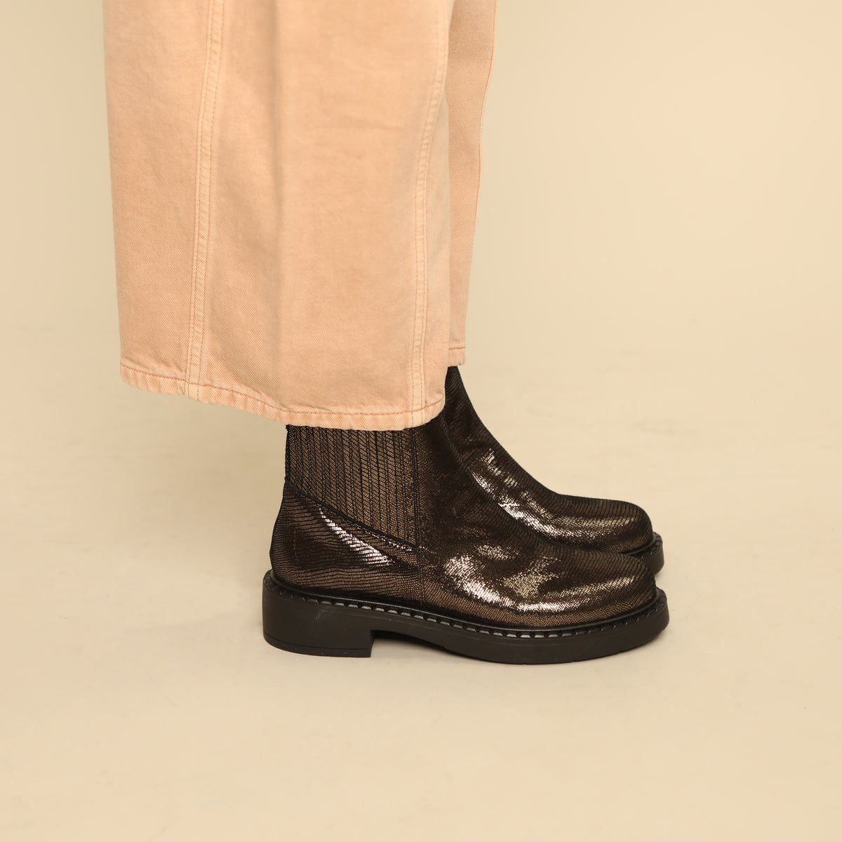 Bailey Metallic Ash Flat Boot by Esska