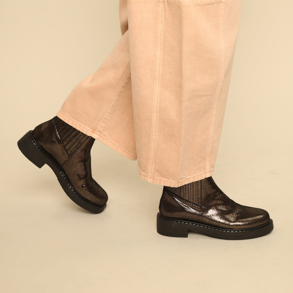 Bailey Metallic Ash Flat Boot by Esska