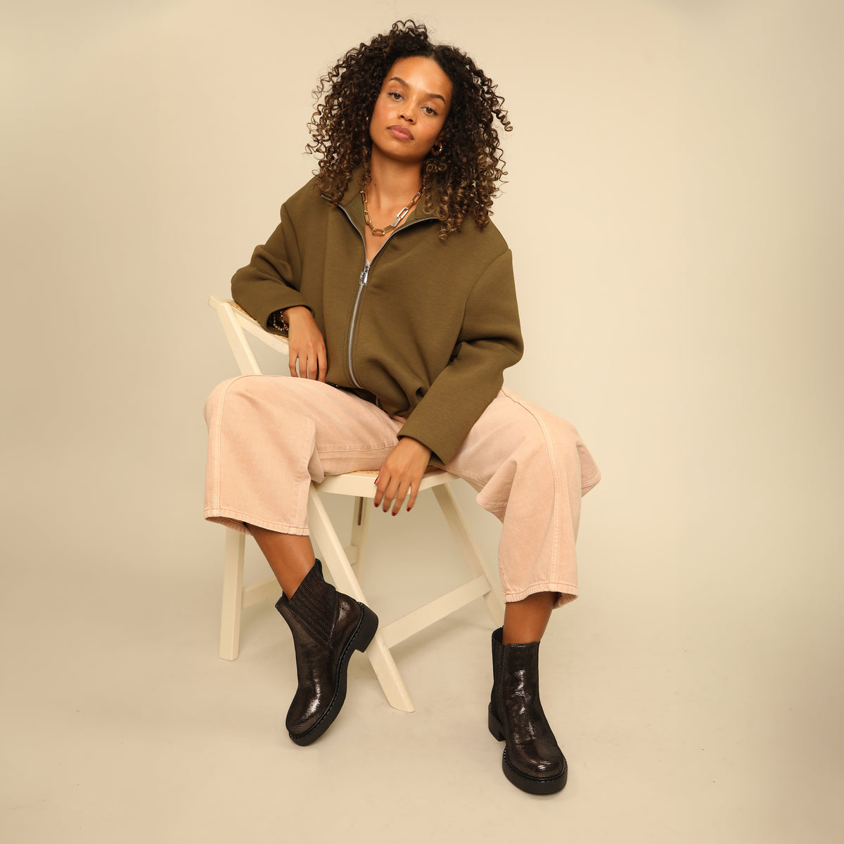 Bailey Metallic Ash Flat Boot by Esska