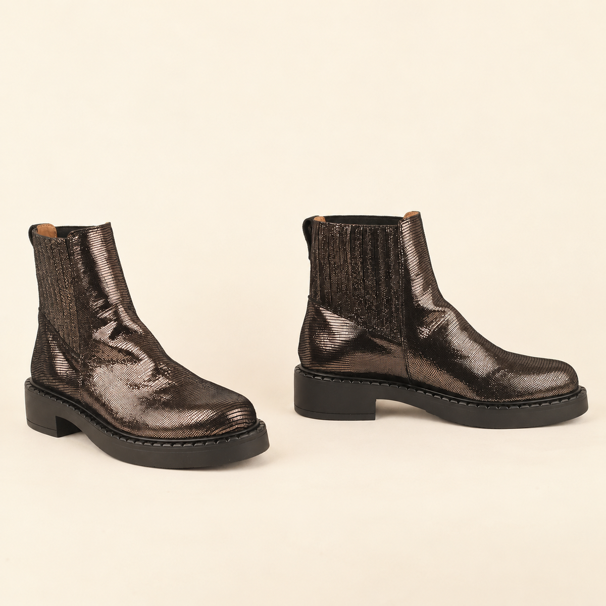 Bailey Metallic Ash Flat Boot by Esska