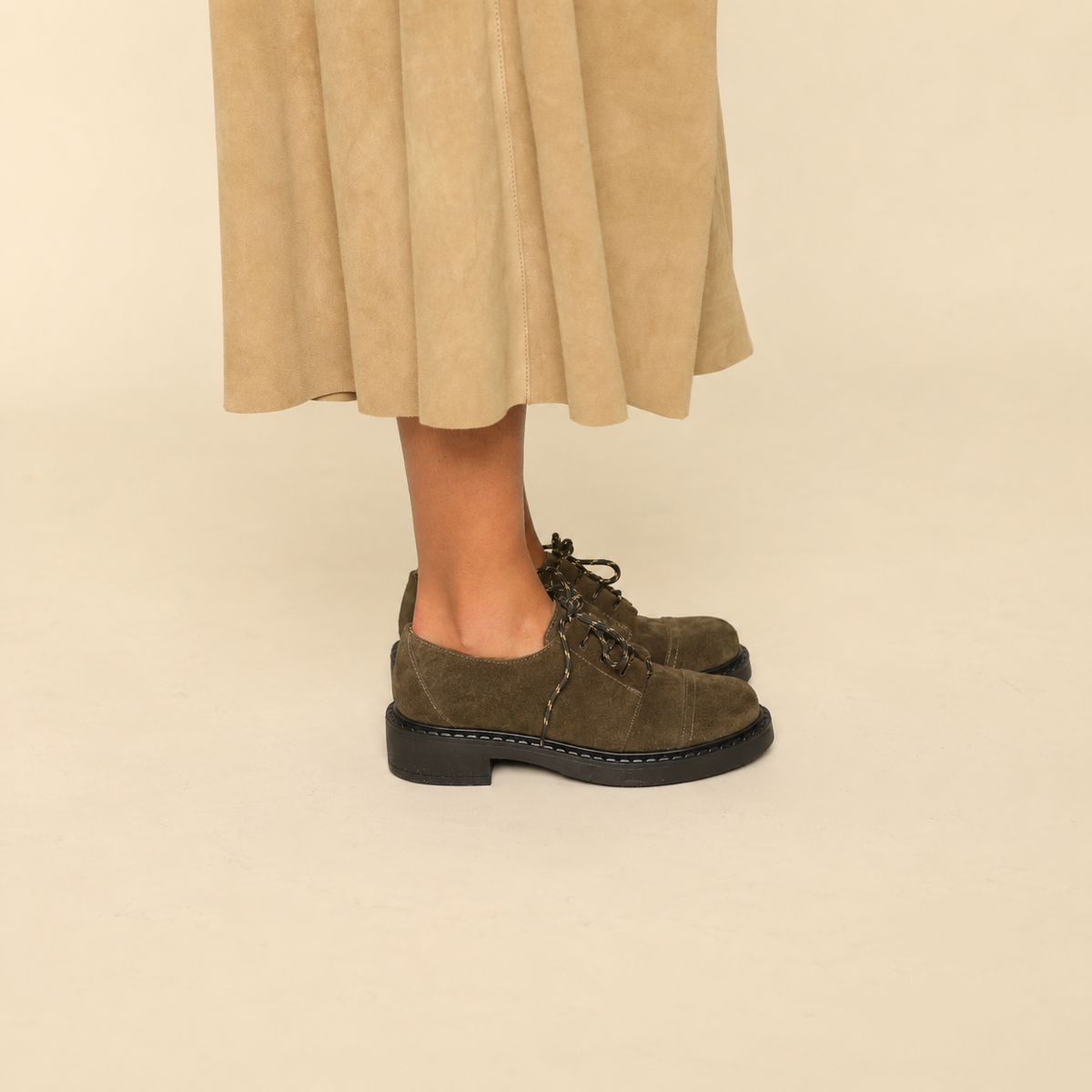 Baron Khaki Flat Shoe by Esska