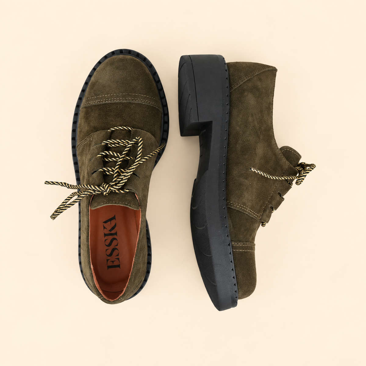 Baron Khaki Flat Shoe by Esska