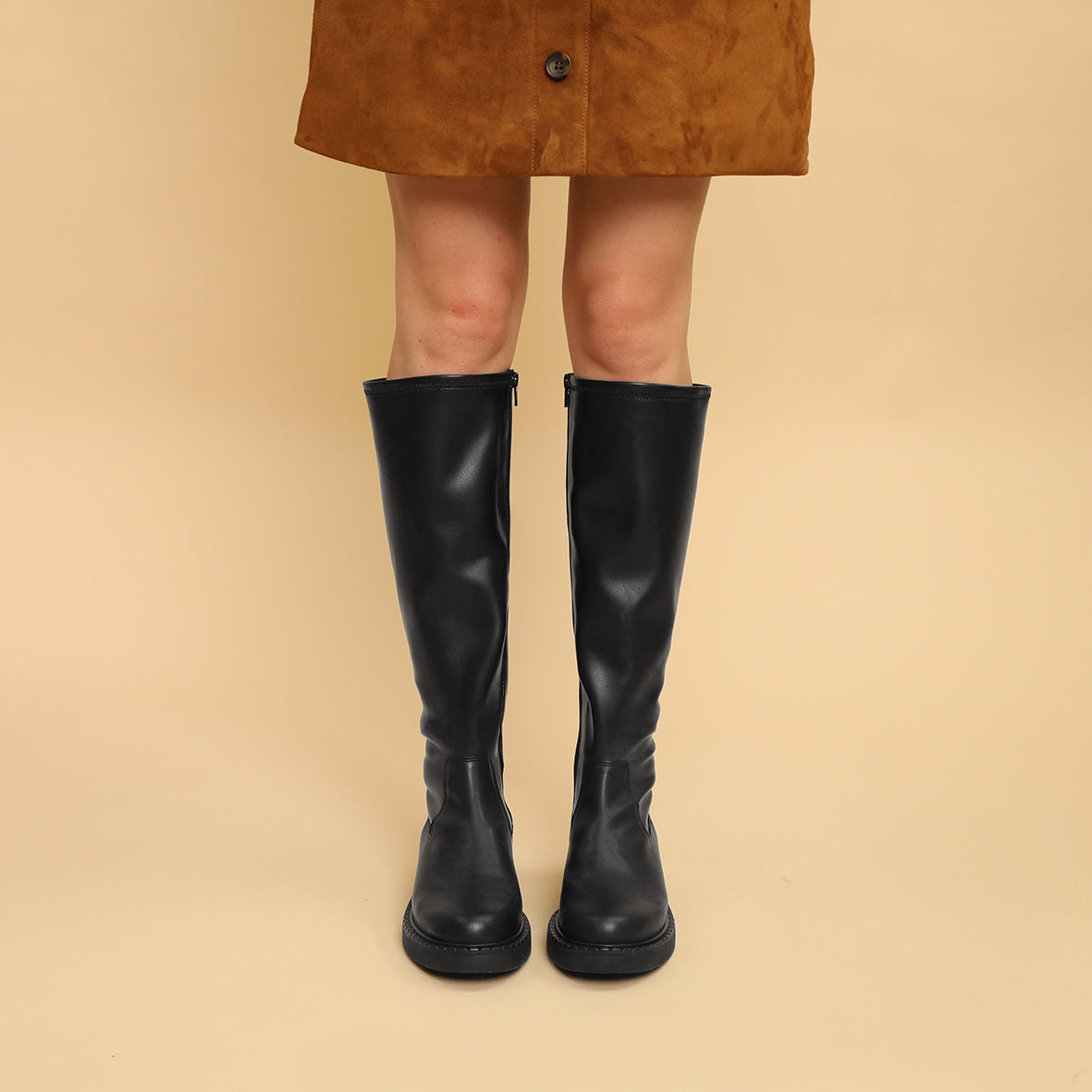 Bea Vegan Black Flat Boot by Esska Shoes Ltd