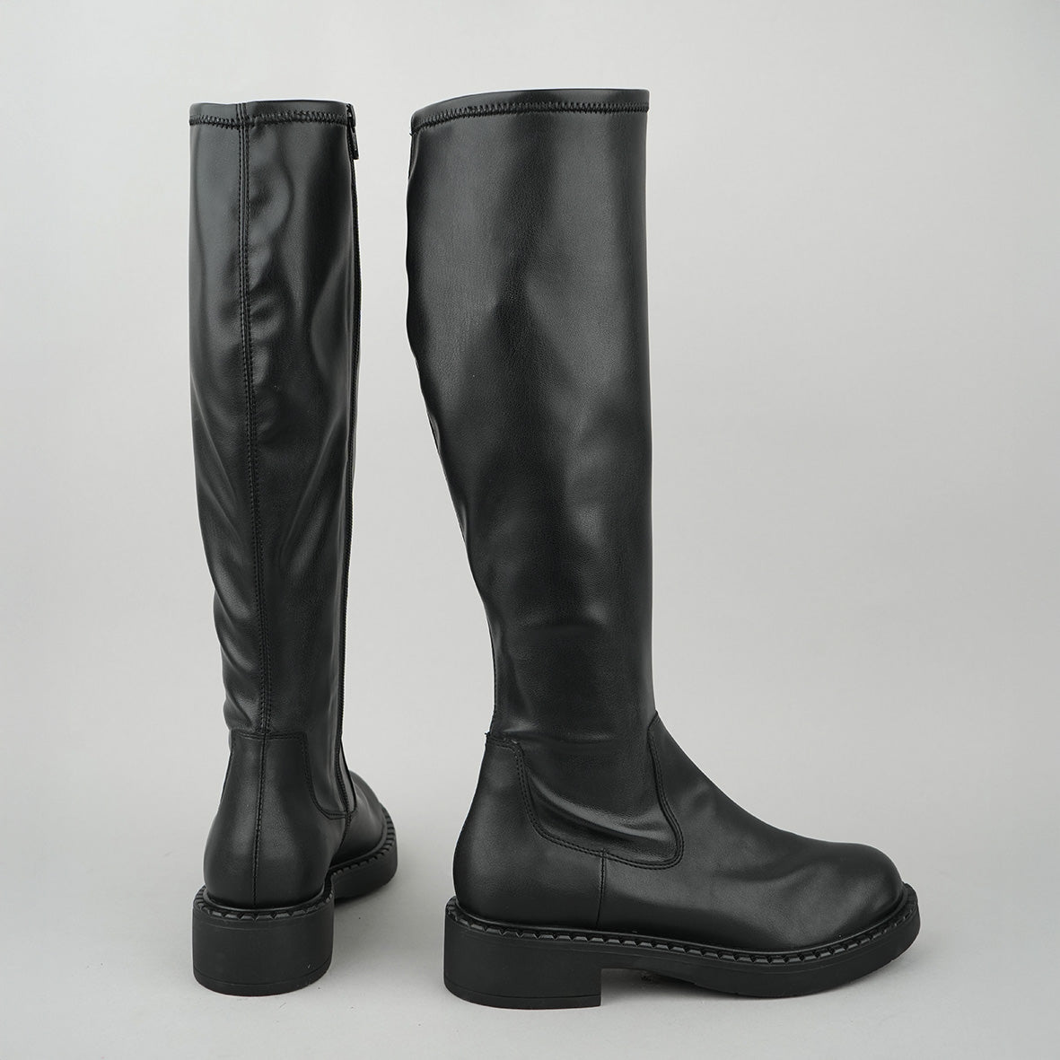 Bea Vegan Black Flat Boot by Esska Shoes Ltd