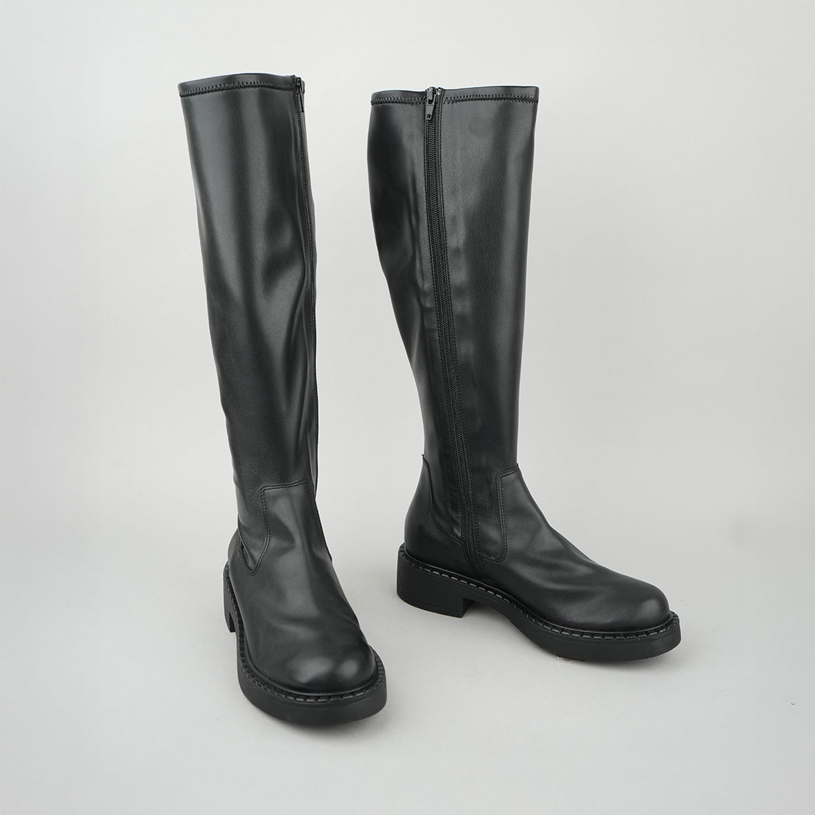 Bea Vegan Black Flat Boot by Esska Shoes Ltd