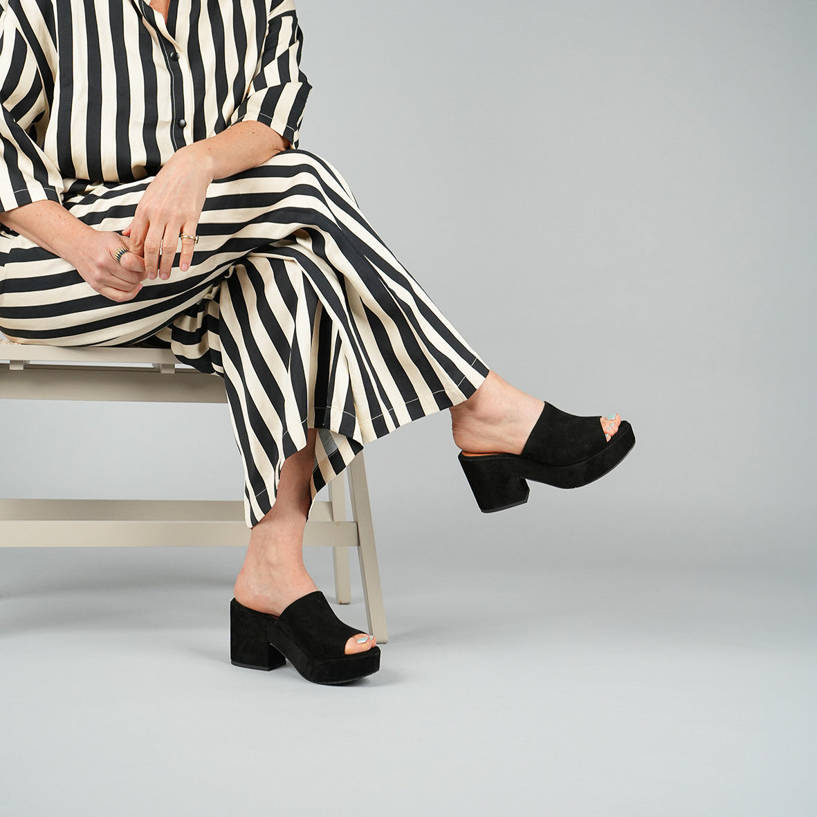 Bella Black Mid Sandal by Esska