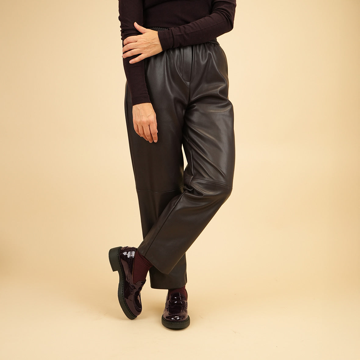 Ben Patent Wine Flat Shoe by Esska Shoes Ltd