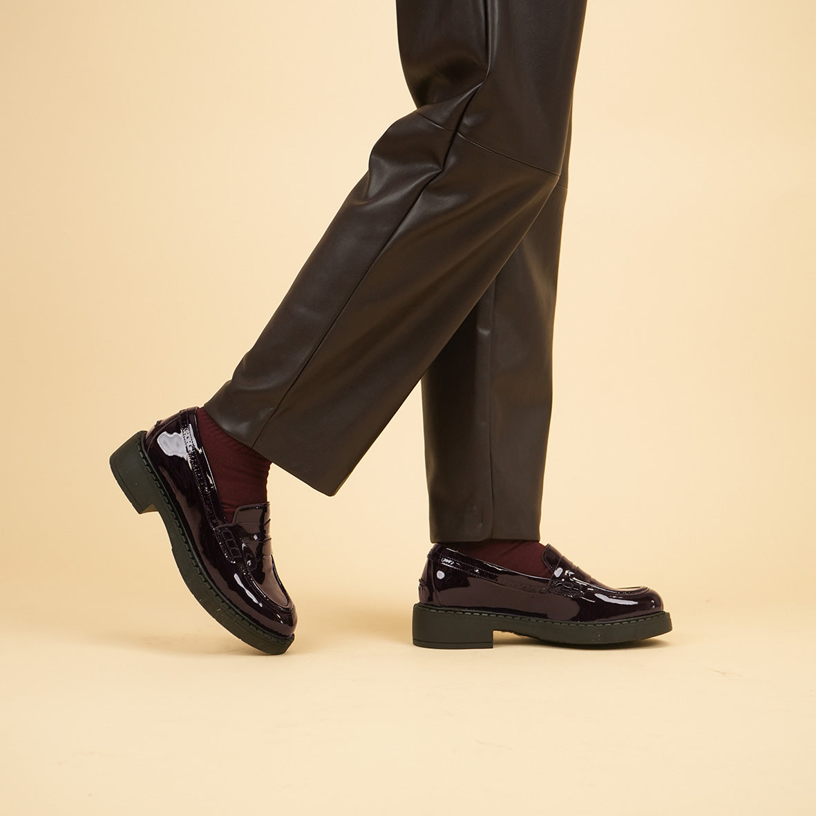 Ben Patent Wine Flat Shoe by Esska Shoes Ltd
