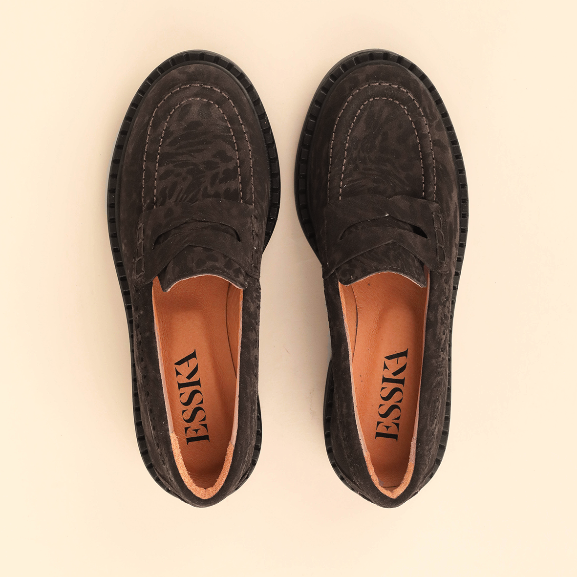Ben Dark Brown Leopard Flat Shoe by Esska