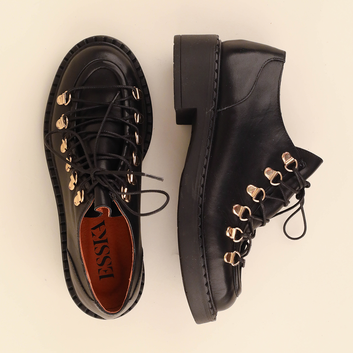 Blair Black Flat Shoe by Esska