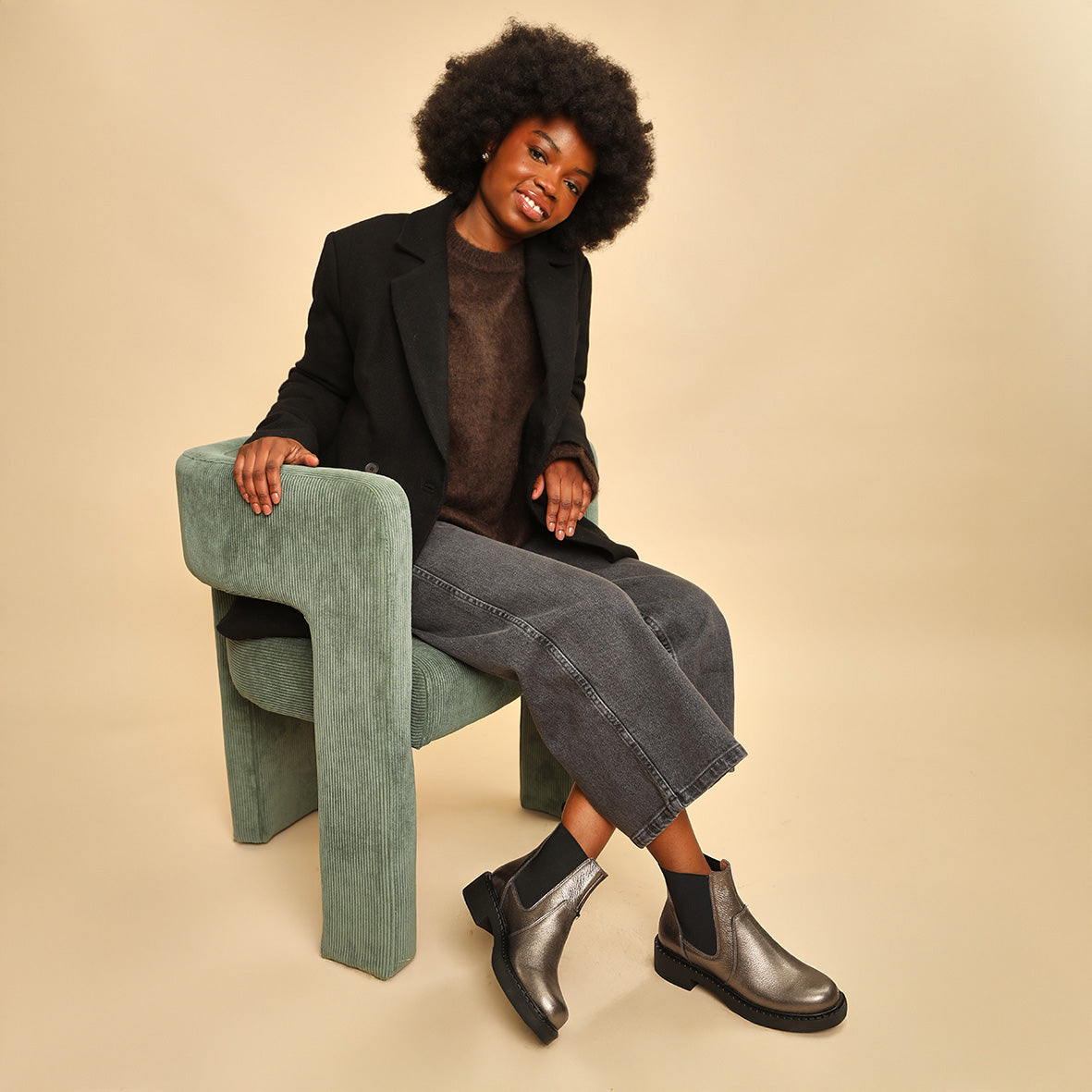 Bora Metallic Graphito Flat Boot by Esska