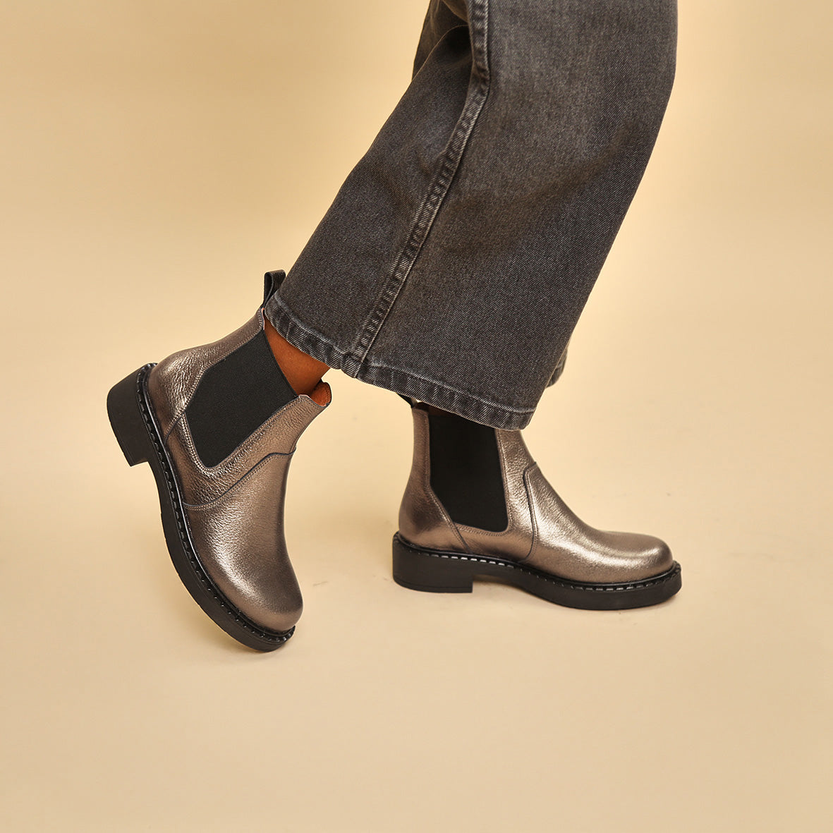 Bora Metallic Graphito Flat Boot by Esska