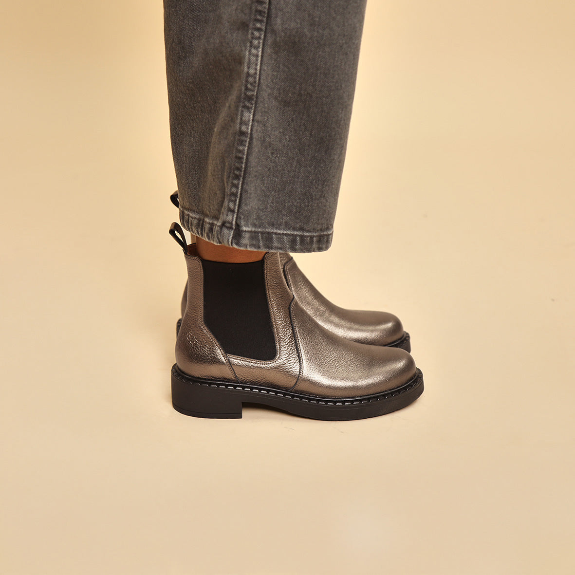 Bora Metallic Graphito Flat Boot by Esska