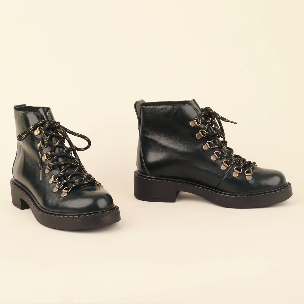 Brooke Bottle Green Flat Boot by Esska