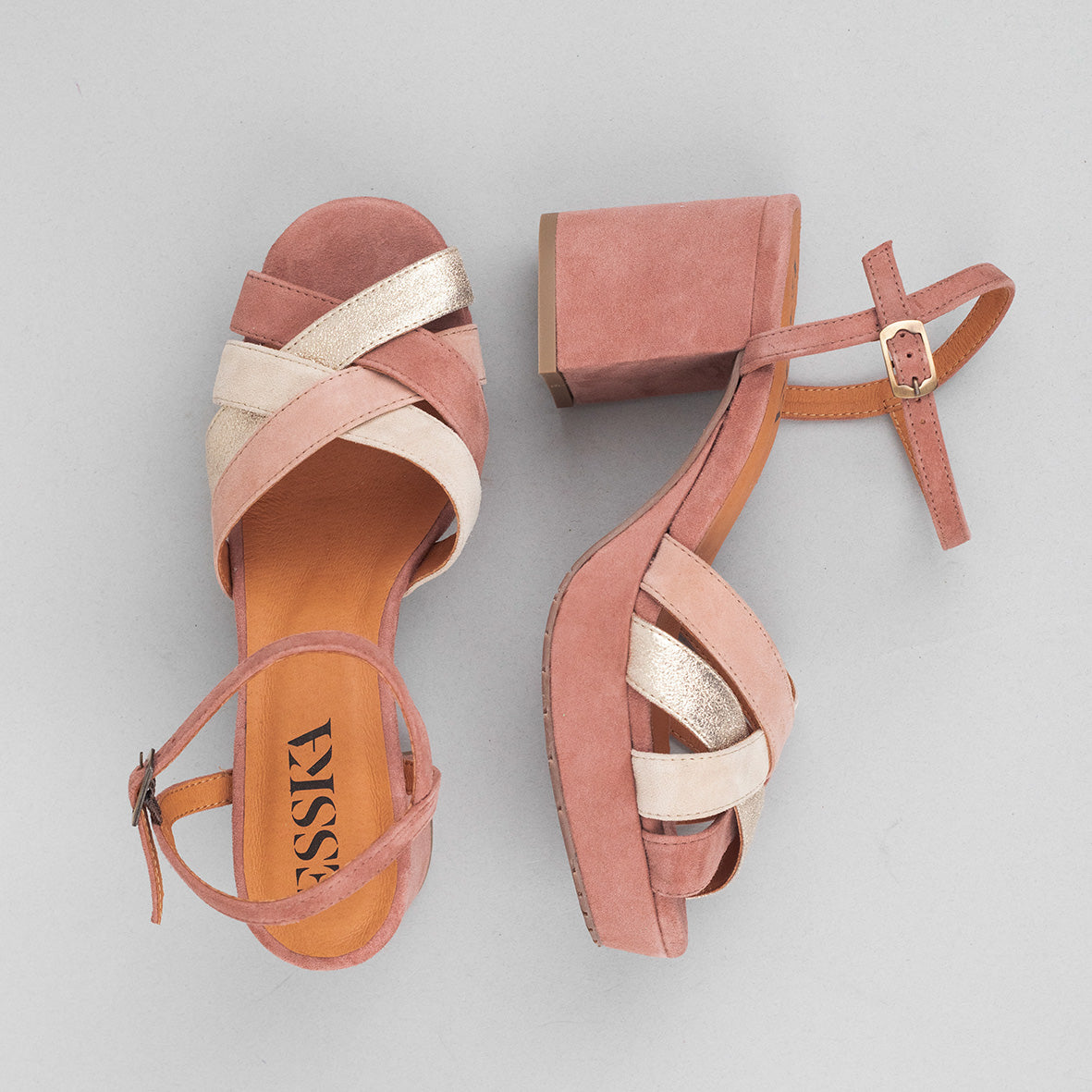 Caitlyn Dusty Pink Multi Mid Sandal by Esska