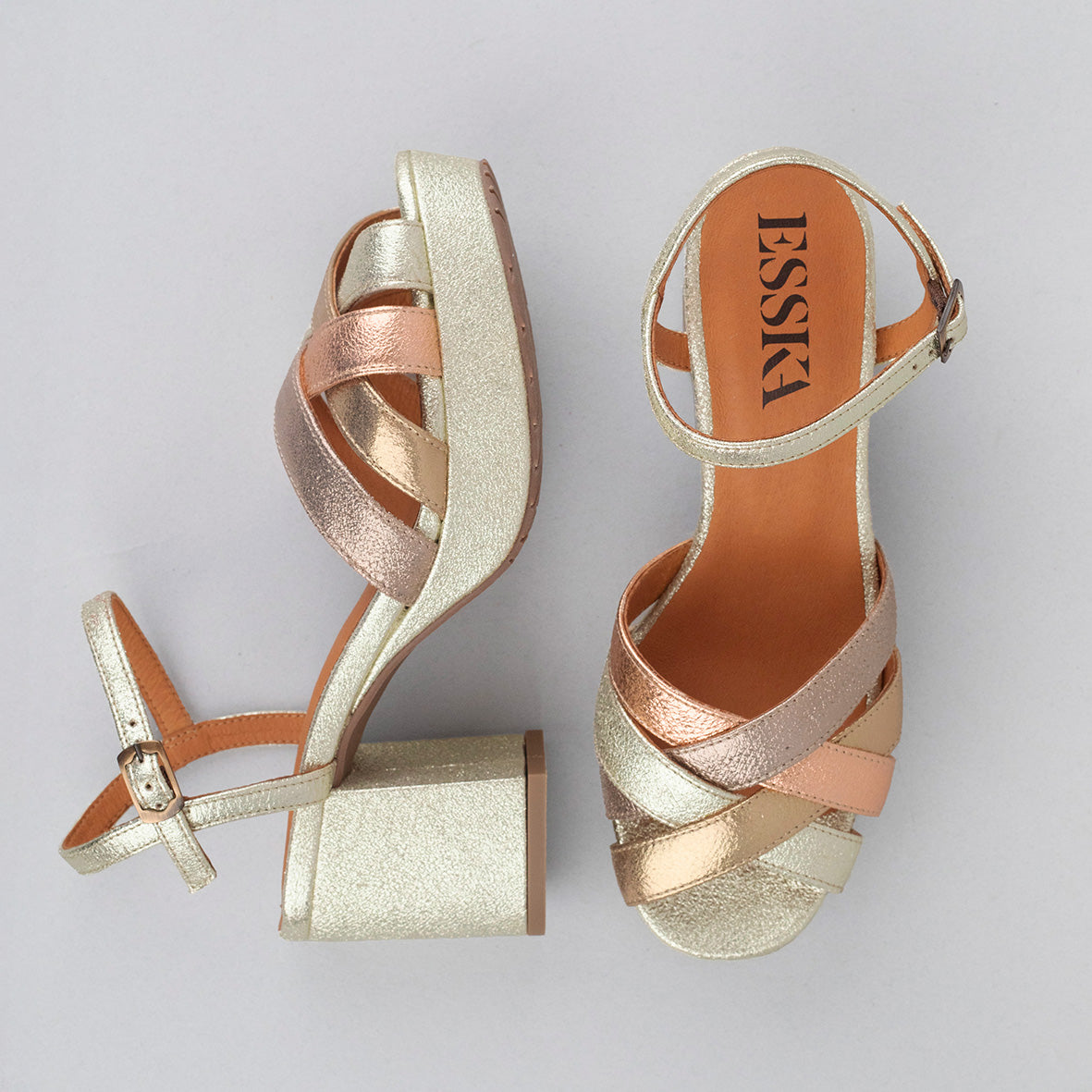Caitlyn Metallic Multi Mid Sandal by Esska