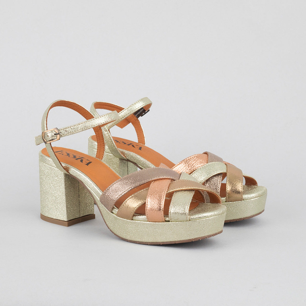 Caitlyn Metallic Multi Mid Sandal by Esska