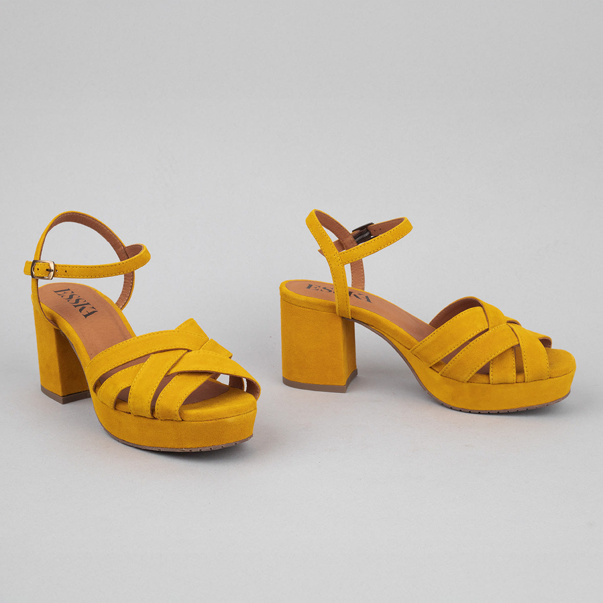Caitlyn Mustard Mid Sandal by Esska