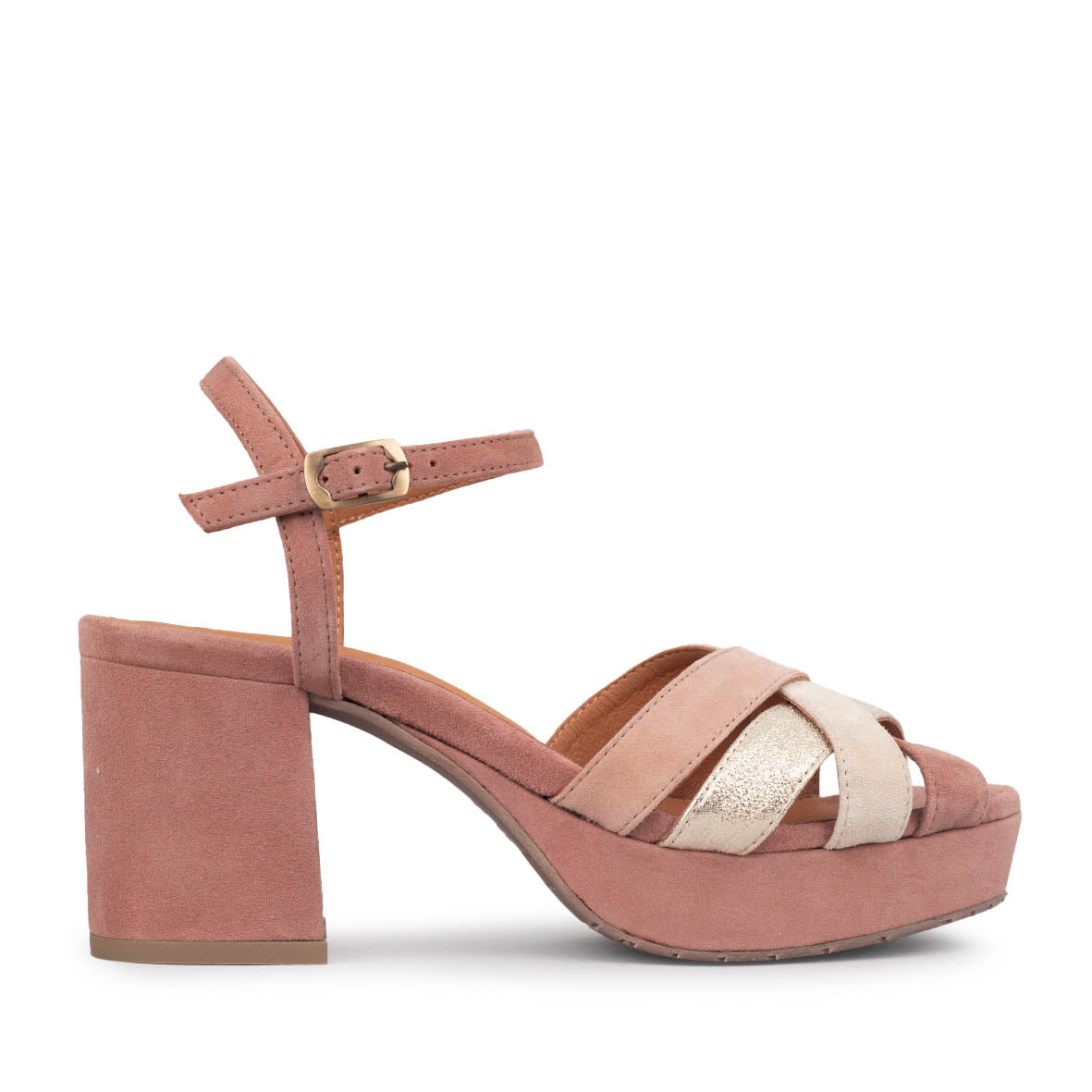 Caitlyn Dusty Pink Multi Mid Sandal by Esska