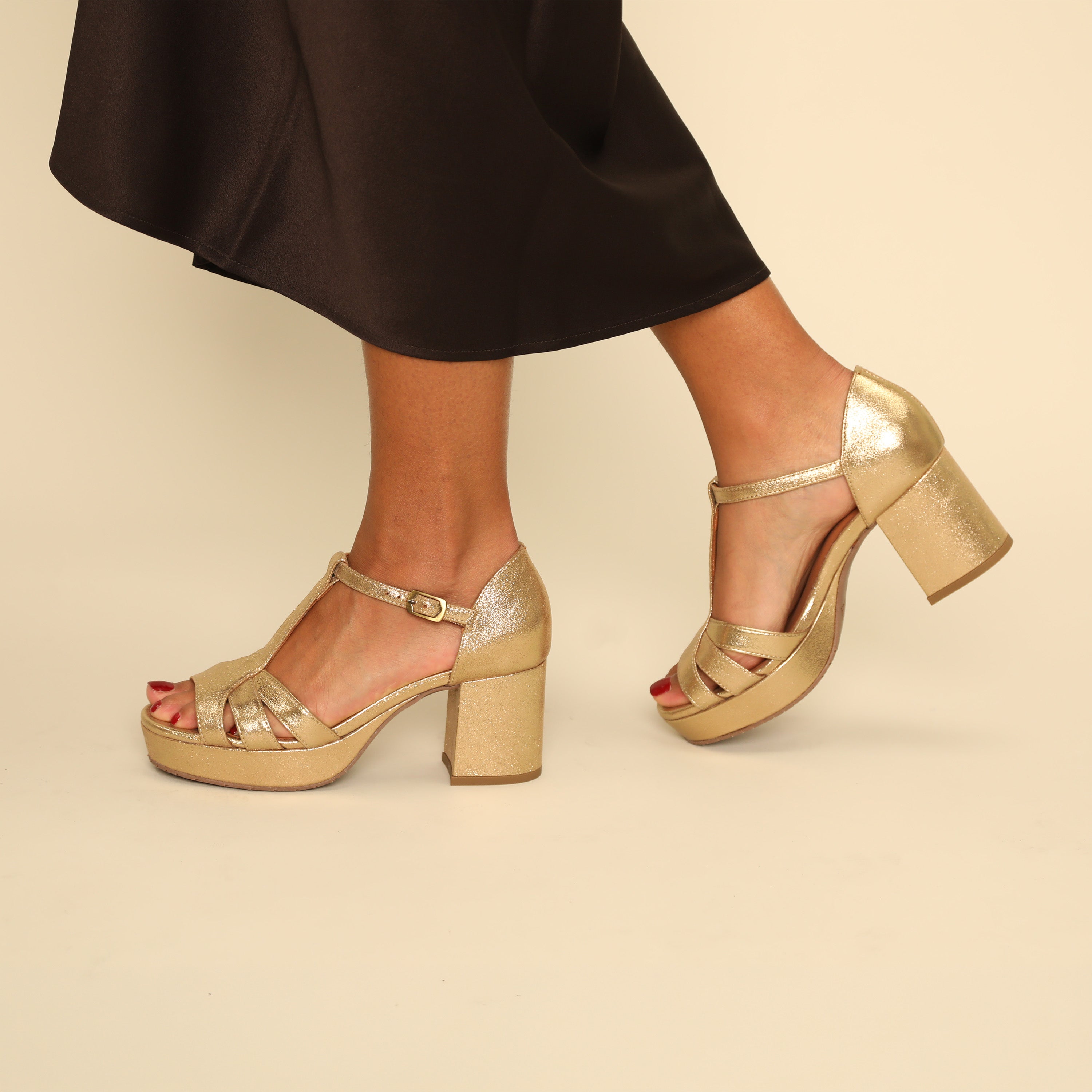 Cam Gold Dust Mid Sandal by Esska