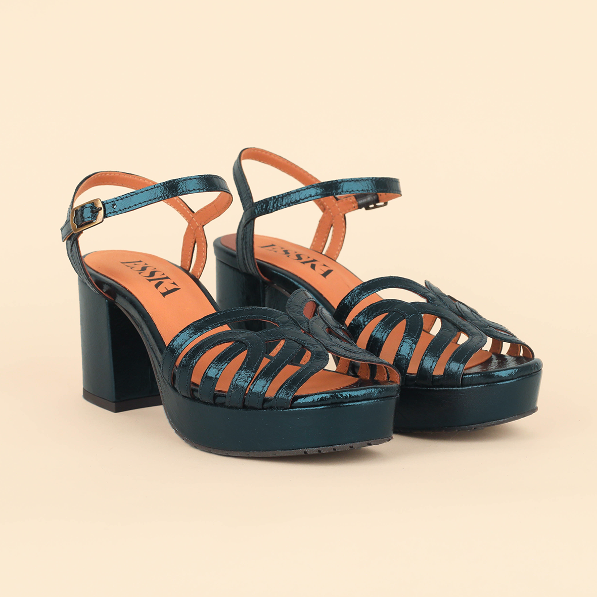 Capricorn Metallic Teal Mid Sandal by Esska