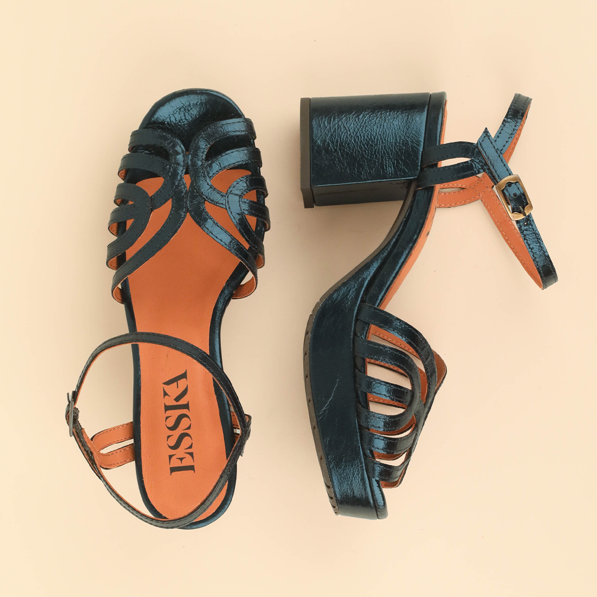 Capricorn Metallic Teal Mid Sandal by Esska