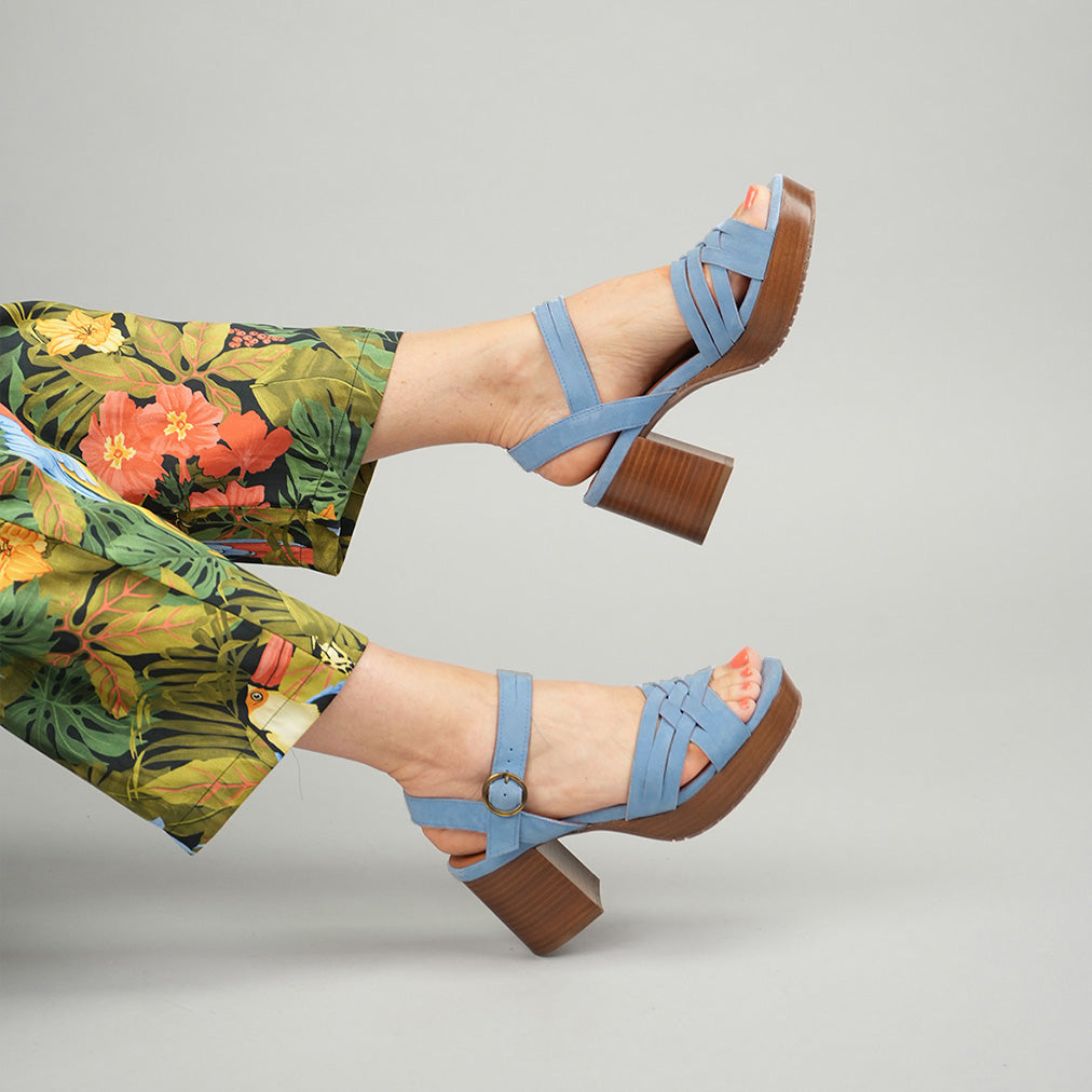 Carlota Blue Mid Sandal by Esska