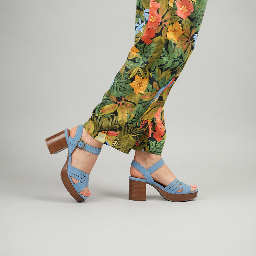Carlota Blue Mid Sandal by Esska