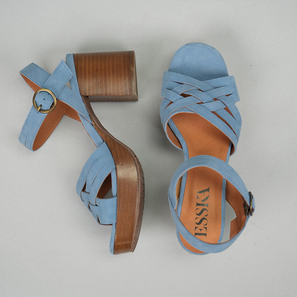 Carlota Blue Mid Sandal by Esska