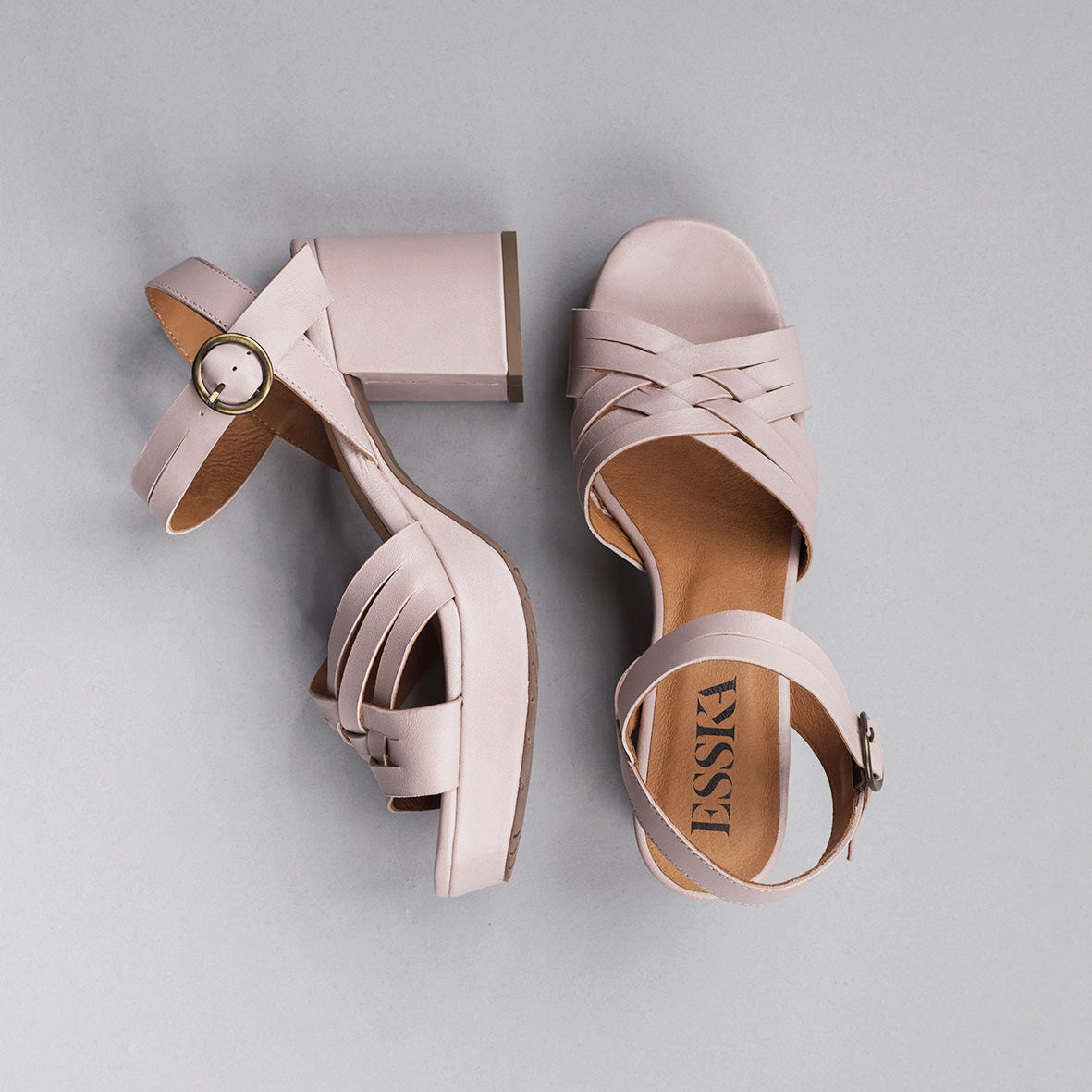 Carlota Dusty Pink Mid Sandal by Esska
