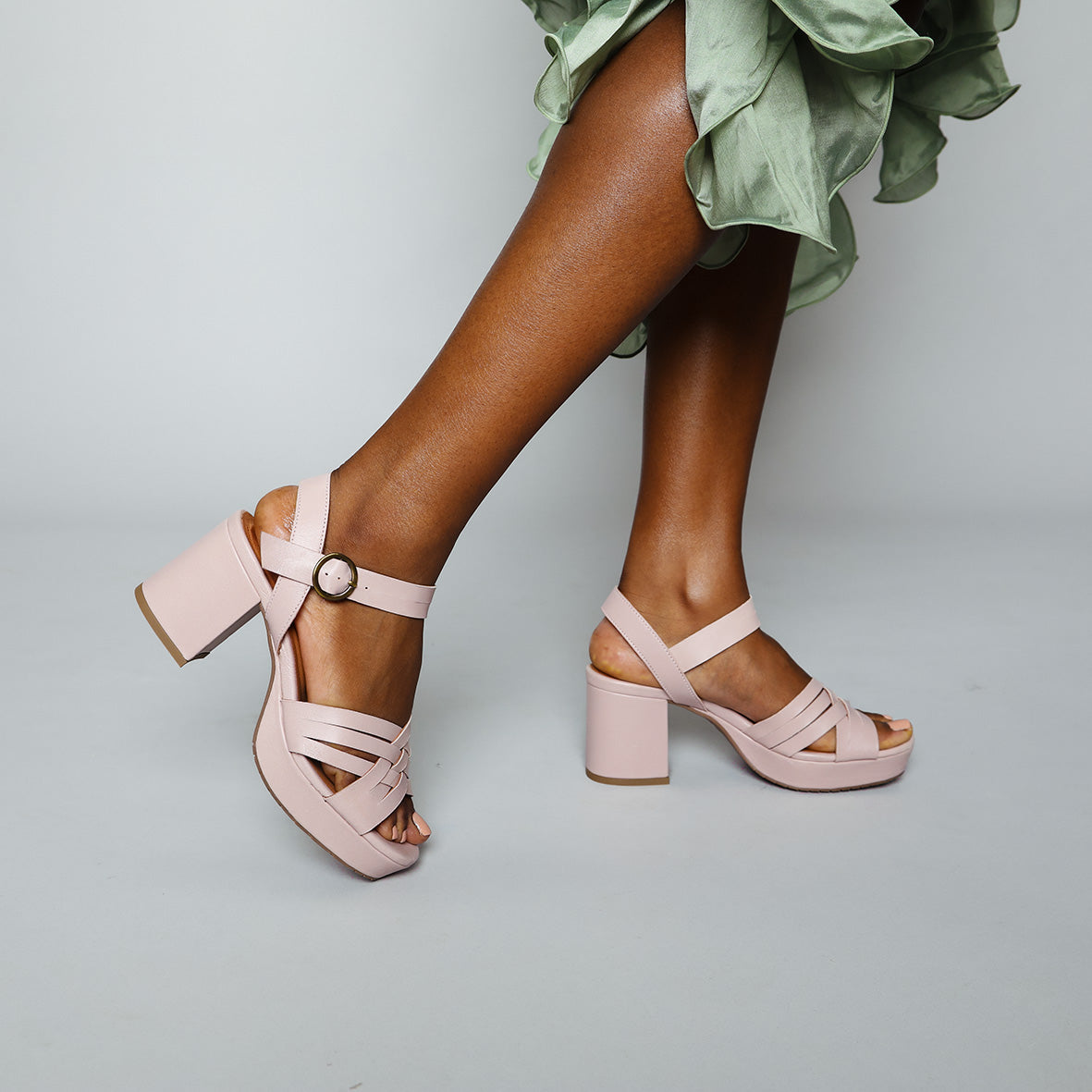 Carlota Dusty Pink Mid Sandal by Esska