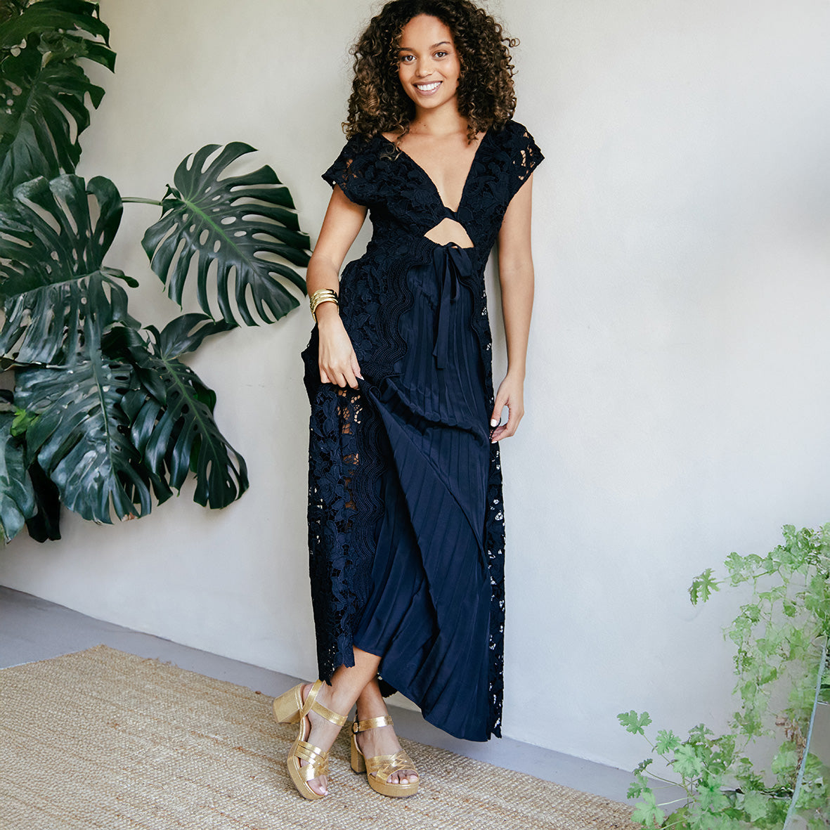 Carlota Vegan Gold Mid Sandal by Esska